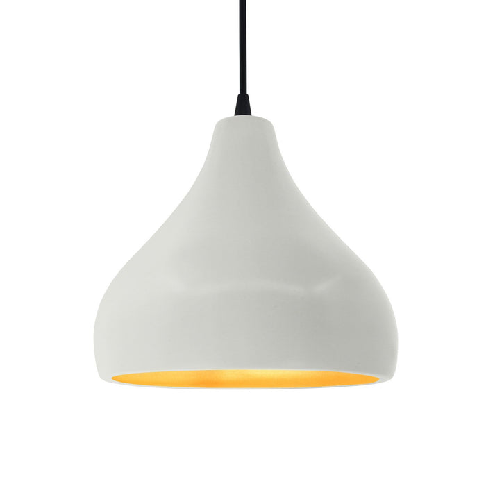 Justice Designs CER-6563-MTGD-MBLK-BKCD One Light Pendant, Matte White w/ Champagne Gold