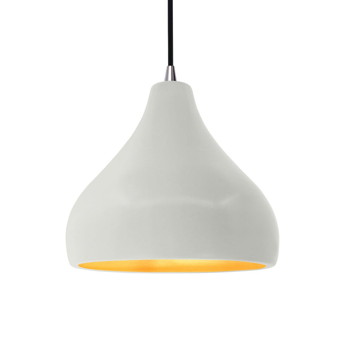 Justice Designs CER-6563-MTGD-NCKL-BKCD One Light Pendant, Matte White w/ Champagne Gold