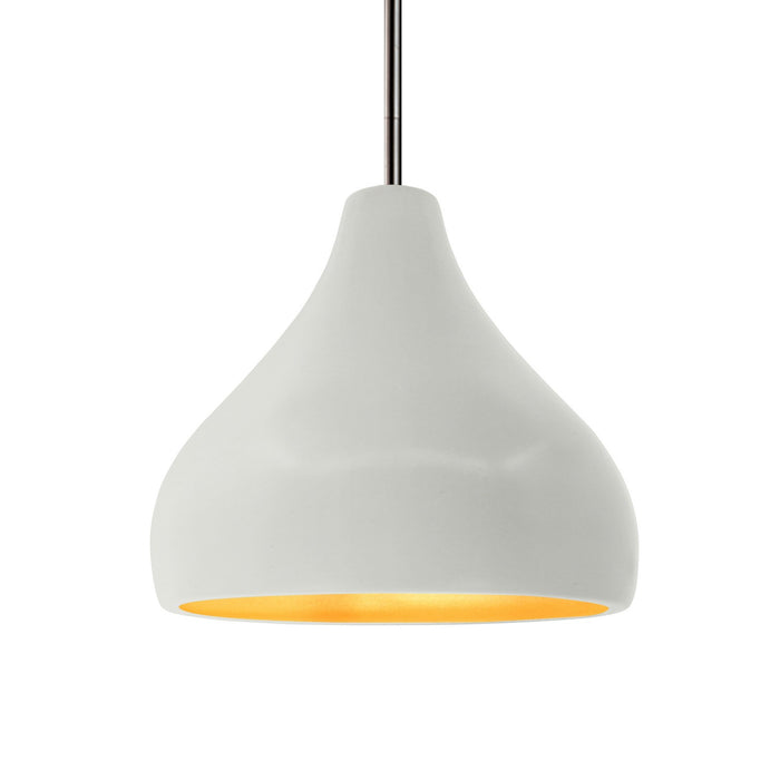 Justice Designs CER-6563-MTGD-NCKL-RIGID One Light Pendant, Matte White w/ Champagne Gold