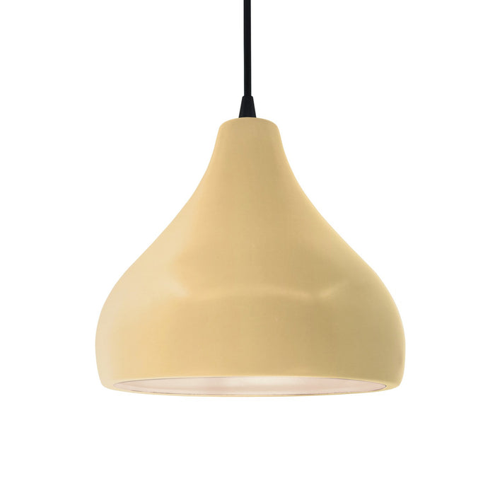 Justice Designs CER-6563-MYLW-MBLK-BKCD One Light Pendant, Muted Yellow