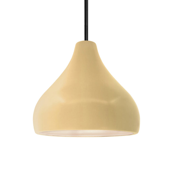 Justice Designs CER-6563-MYLW-MBLK-RIGID One Light Pendant, Muted Yellow