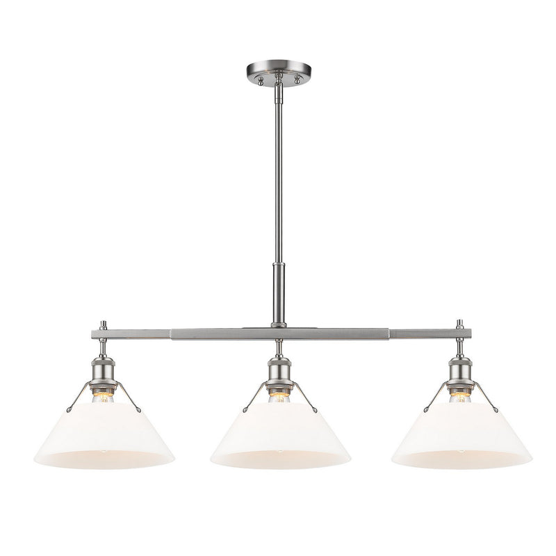 Golden 3306-LP PW-OP Three Light Linear Pendant, Pewter