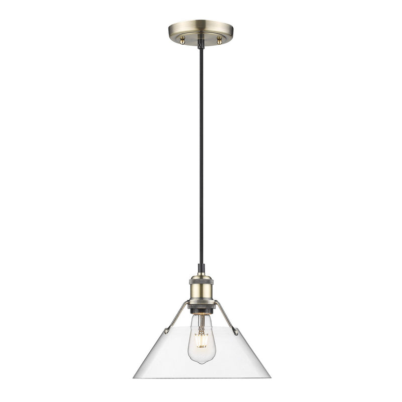 Golden 3306-M AB-CLR One Light Pendant, Aged Brass