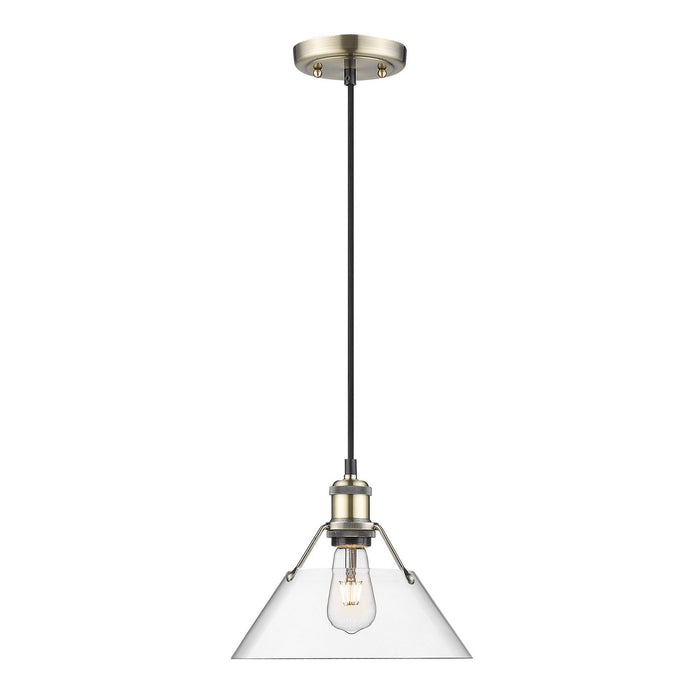 Golden 3306-M AB-CLR One Light Pendant, Aged Brass