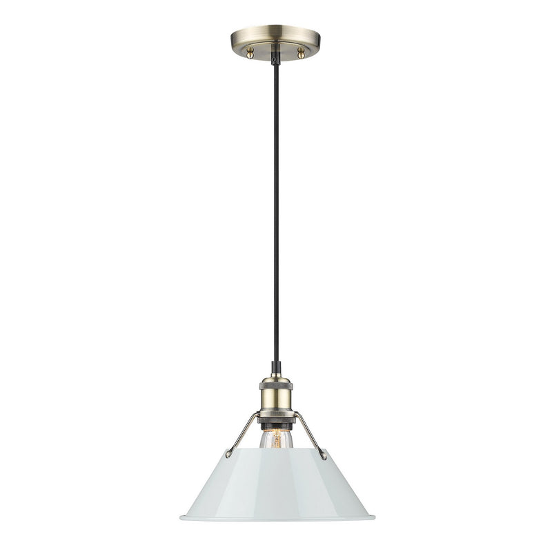 Golden 3306-M AB-DB One Light Pendant, Aged Brass