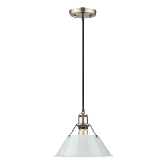 Golden 3306-M AB-DB One Light Pendant, Aged Brass