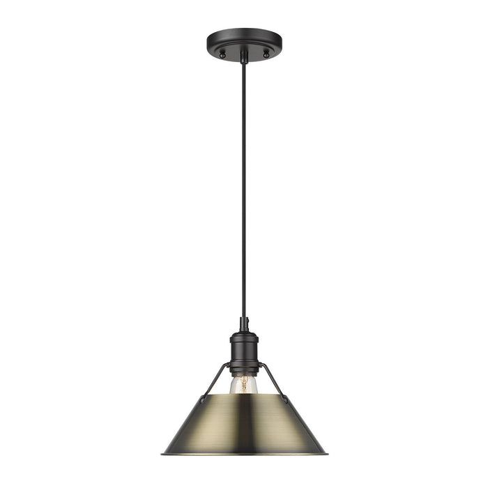 Golden 3306-M BLK-AB One Light Pendant, Matte Black