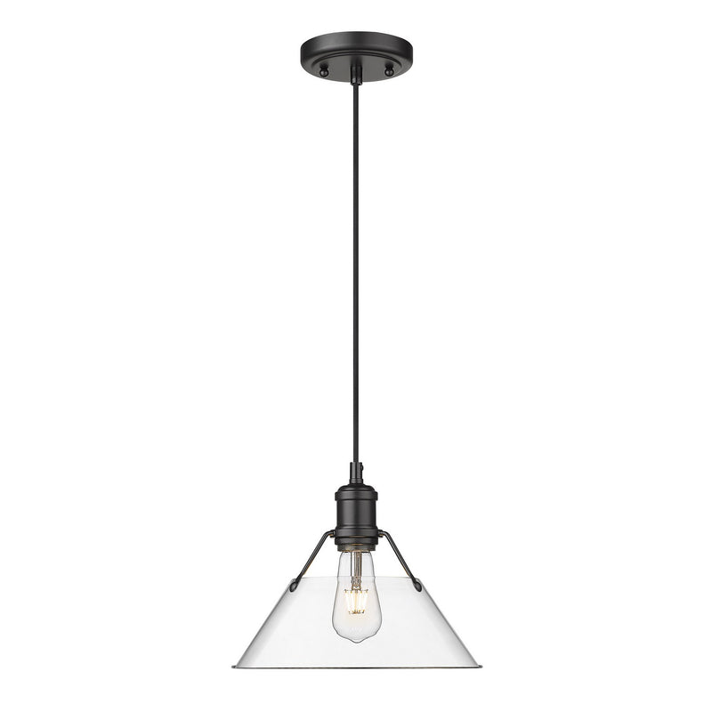 Golden 3306-M BLK-CLR One Light Pendant, Matte Black