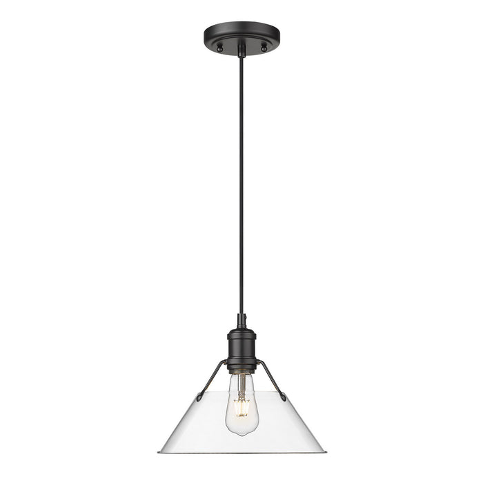 Golden 3306-M BLK-CLR One Light Pendant, Matte Black