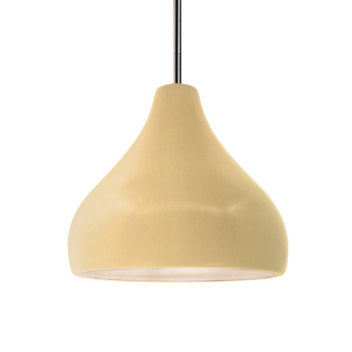 Justice Designs CER-6563-MYLW-NCKL-RIGID One Light Pendant, Muted Yellow