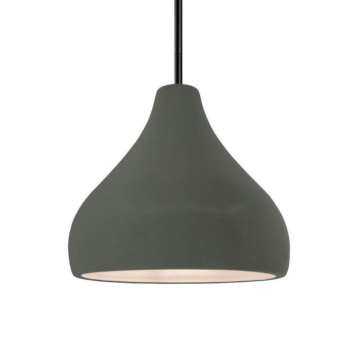 Justice Designs CER-6563-PWGN-MBLK-RIGID One Light Pendant, Pewter Green