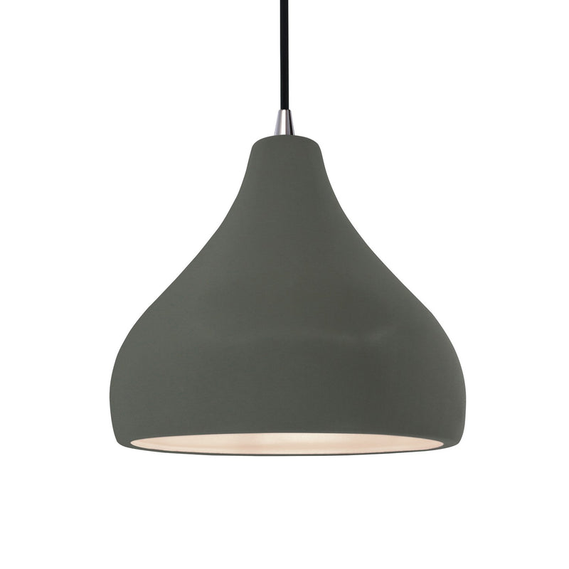 Justice Designs CER-6563-PWGN-NCKL-BKCD One Light Pendant, Pewter Green