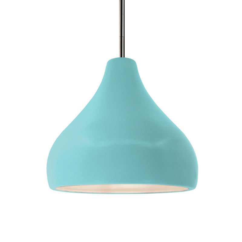 Justice Designs CER-6563-RFPL-NCKL-RIGID One Light Pendant, Reflecting Pool