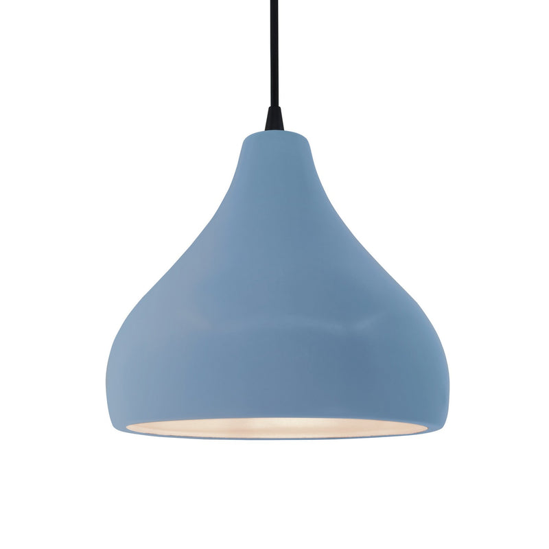 Justice Designs CER-6563-SKBL-MBLK-BKCD One Light Pendant, Sky Blue