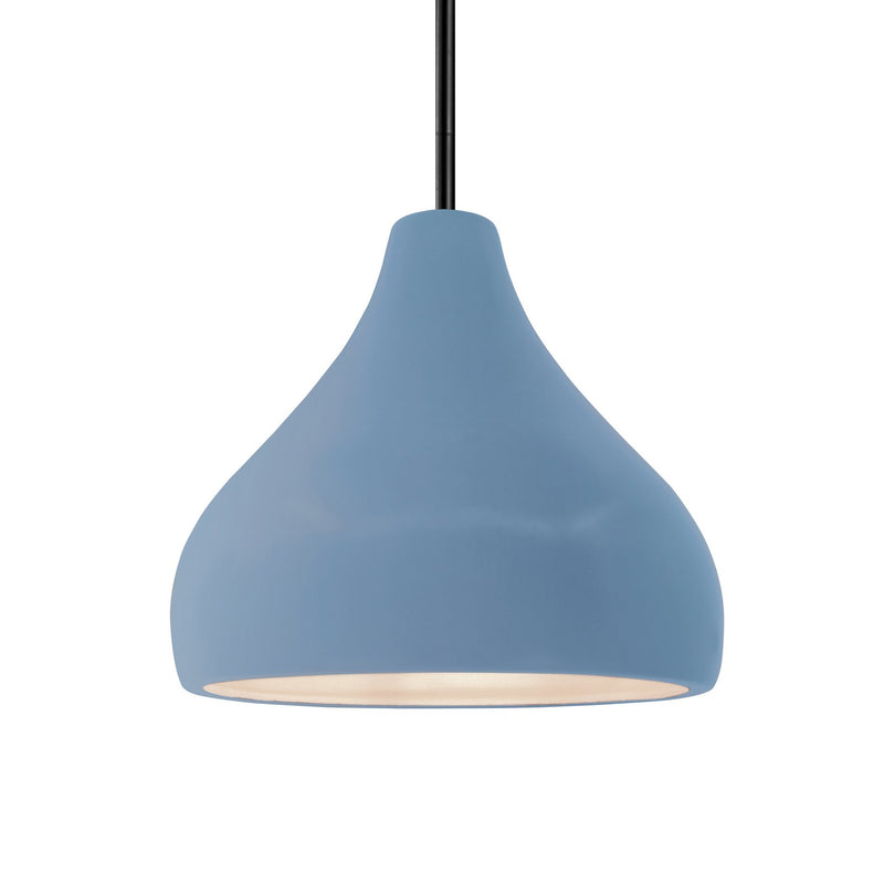 Justice Designs CER-6563-SKBL-MBLK-RIGID One Light Pendant, Sky Blue