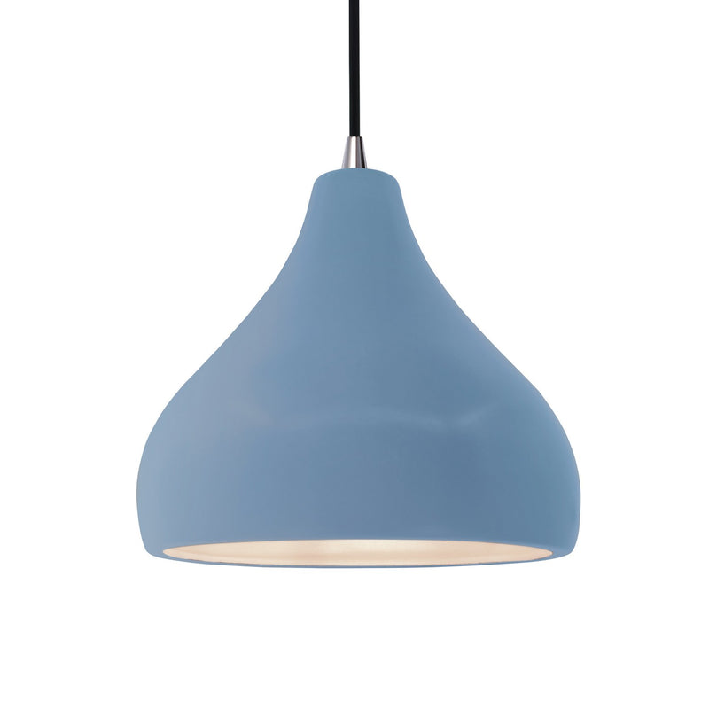 Justice Designs CER-6563-SKBL-NCKL-BKCD One Light Pendant, Sky Blue