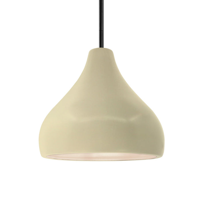 Justice Designs CER-6563-VAN-MBLK-RIGID One Light Pendant, Vanilla (Gloss)