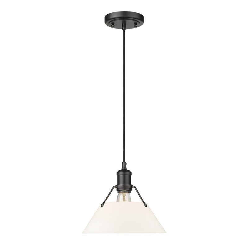 Golden 3306-M BLK-OP One Light Pendant, Matte Black