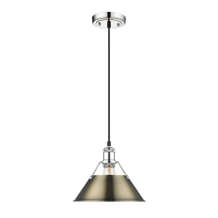 Golden 3306-M CH-AB One Light Pendant, Chrome