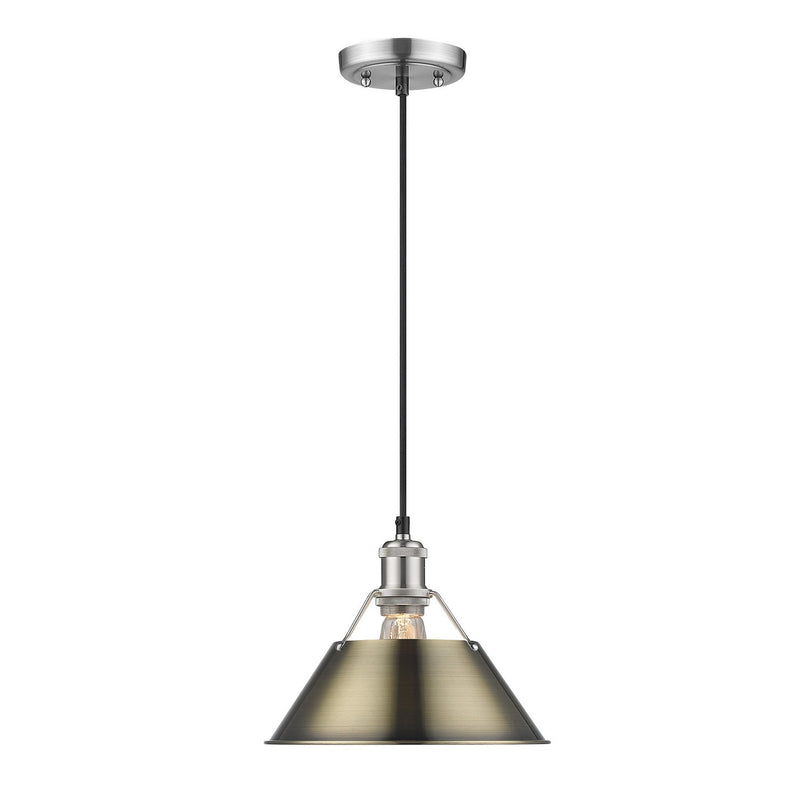 Golden 3306-M PW-AB One Light Pendant, Pewter