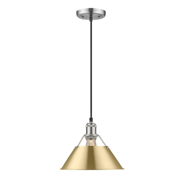 Golden 3306-M PW-CH One Light Pendant, Pewter
