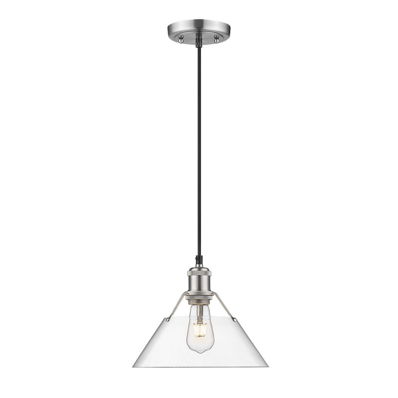 Golden 3306-M PW-CLR One Light Pendant, Pewter