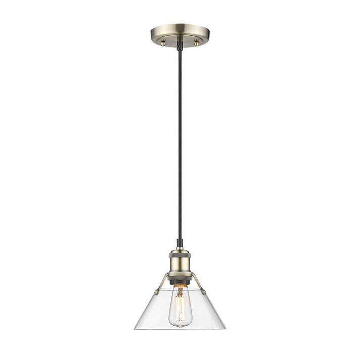 Golden 3306-S AB-CLR One Light Mini Pendant, Aged Brass