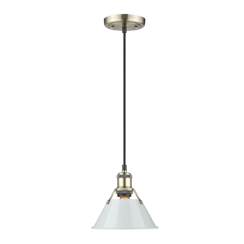 Golden 3306-S AB-DB One Light Mini Pendant, Aged Brass
