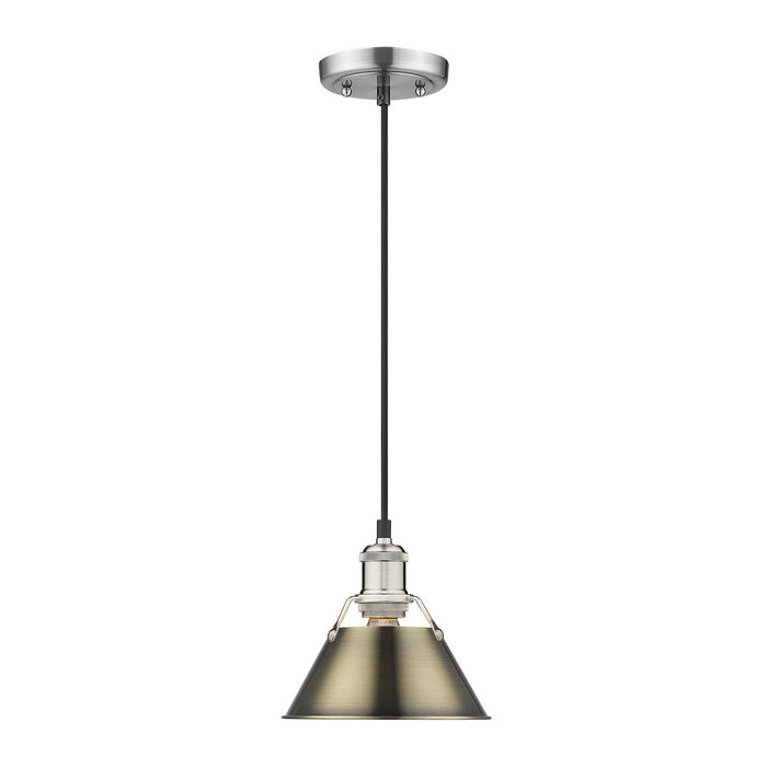 Golden 3306-S PW-AB One Light Mini Pendant, Pewter