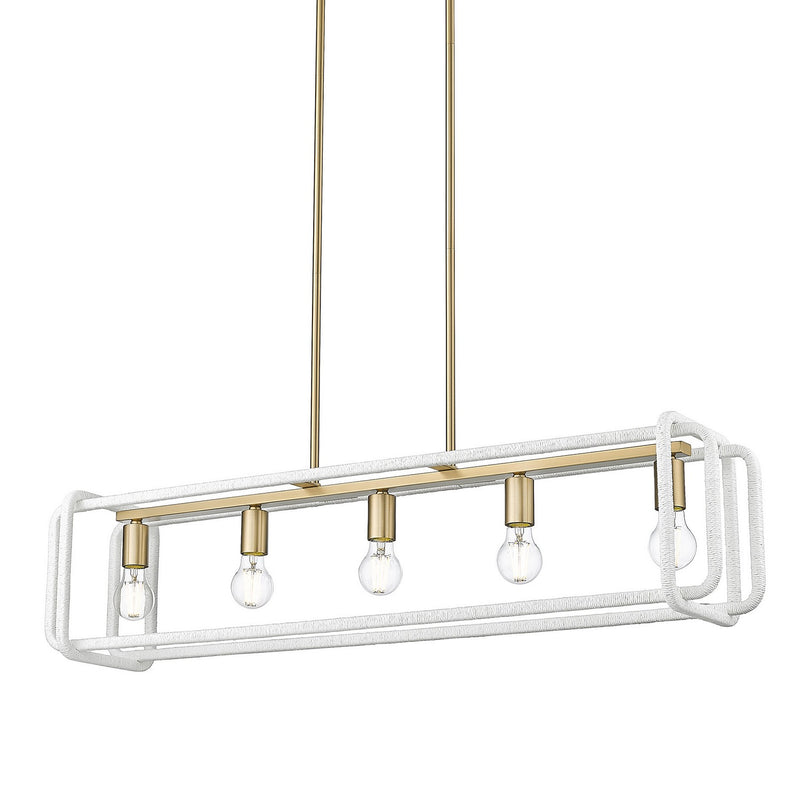 Golden 6085-LP BCB-WR Five Light Linear Pendant, Brushed Champagne Bronze