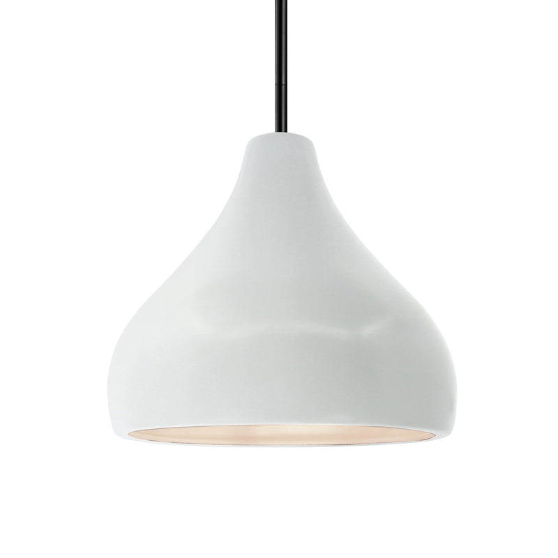 Justice Designs CER-6563-WHT-MBLK-RIGID One Light Pendant, Gloss White
