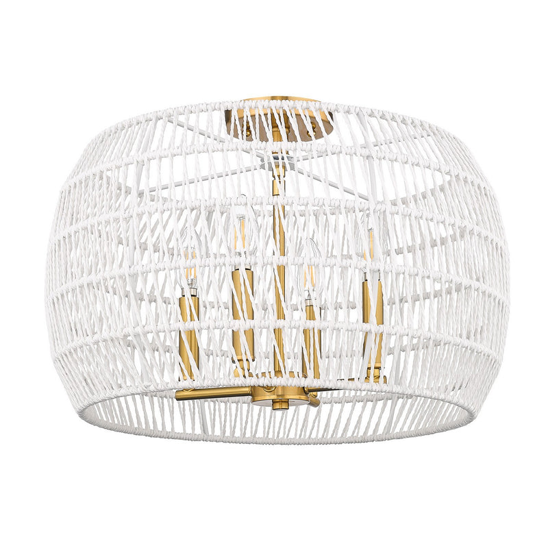 Golden 6808-4SF MBG-WR Four Light Semi-Flush Mount, Modern Brushed Gold