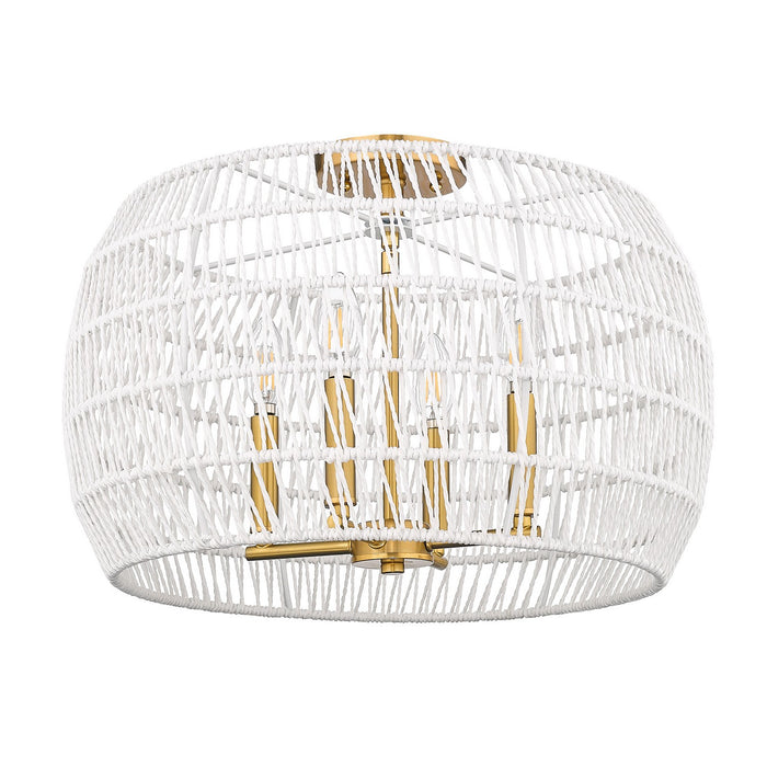 Golden 6808-4SF MBG-WR Four Light Semi-Flush Mount, Modern Brushed Gold