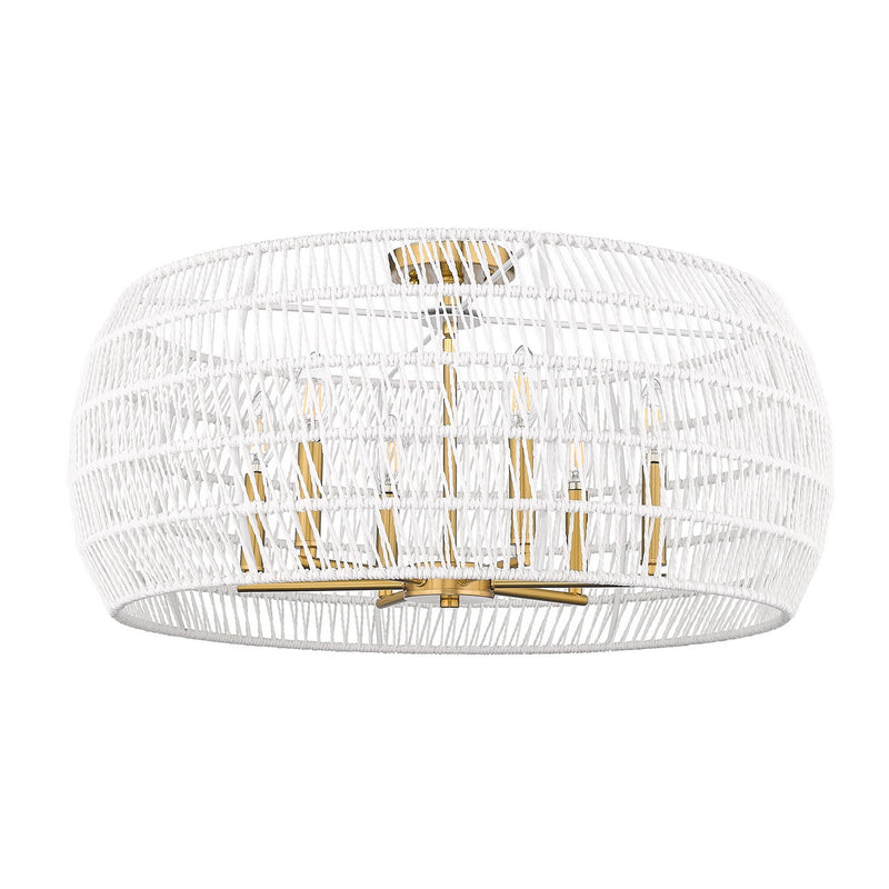 Golden 6808-6SF MBG-WR Six Light Semi-Flush Mount, Modern Brushed Gold
