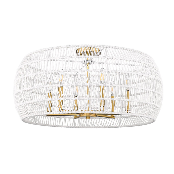 Golden 6808-6SF MBG-WR Six Light Semi-Flush Mount, Modern Brushed Gold