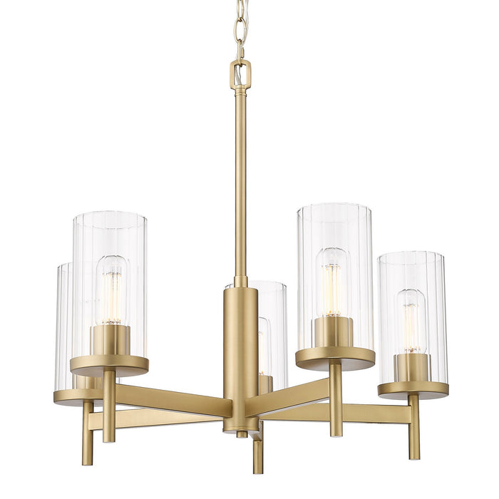 Golden 7011-5 BCB-CLR Five Light Chandelier, Brushed Champagne Bronze