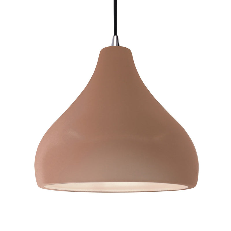 Justice Designs CER-6565-ADOB-NCKL-BKCD One Light Pendant, Adobe
