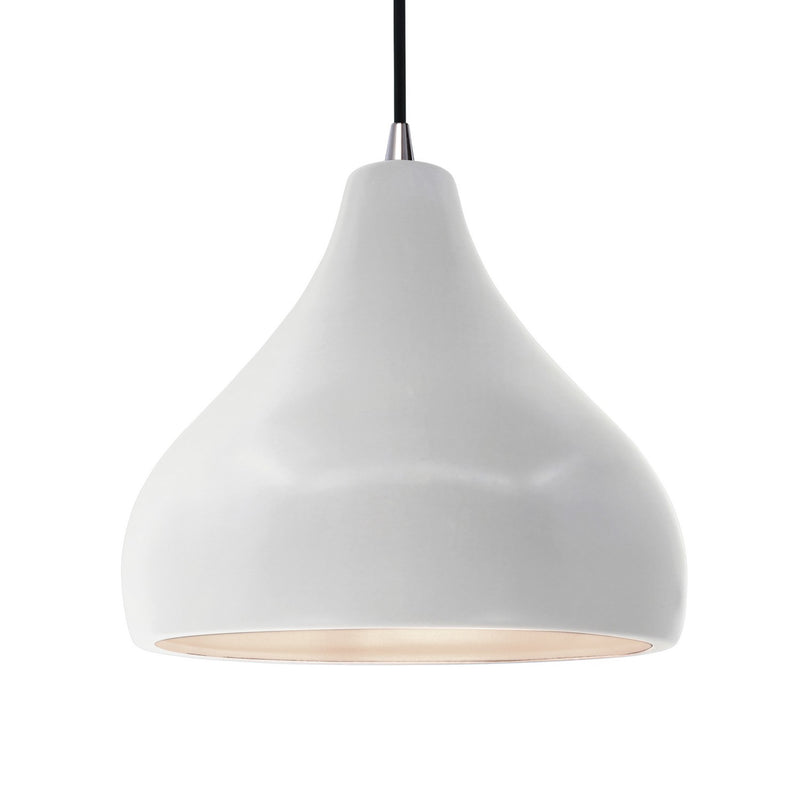 Justice Designs CER-6565-BIS-NCKL-BKCD One Light Pendant, Bisque