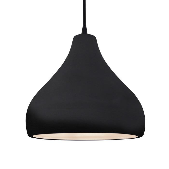 Justice Designs CER-6565-BKMT-MBLK-BKCD One Light Pendant, Gloss Black w/ Matte White