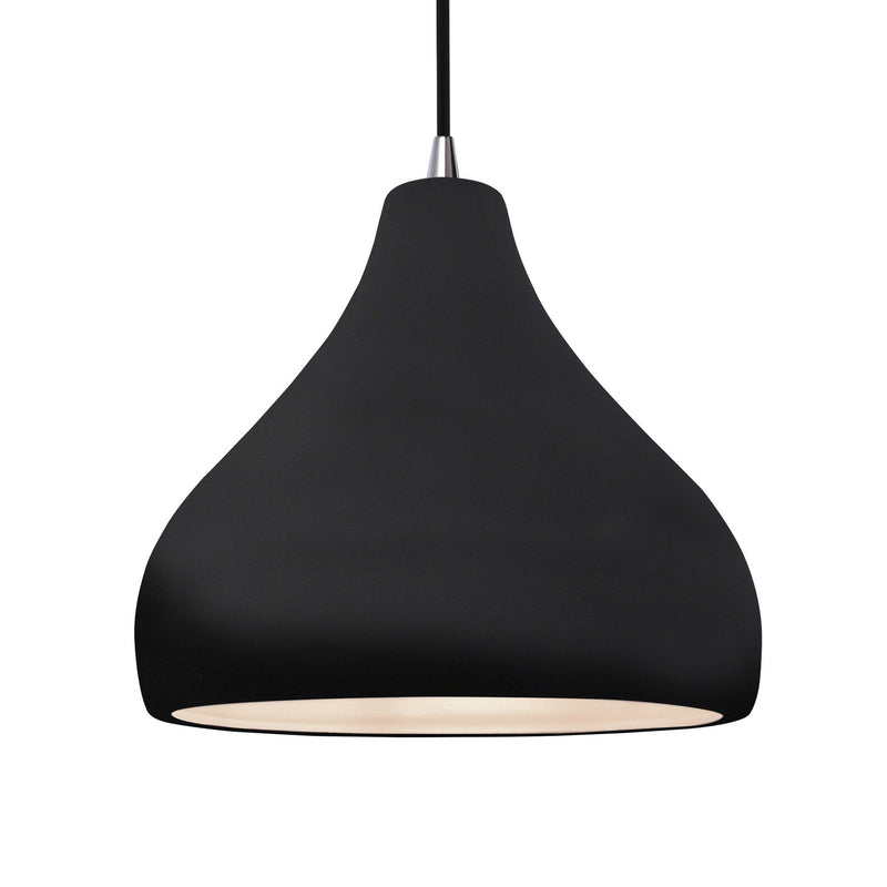 Justice Designs CER-6565-BKMT-NCKL-BKCD One Light Pendant, Gloss Black w/ Matte White