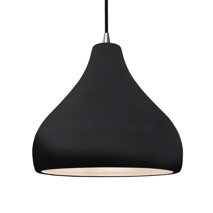 Justice Designs CER-6565-BKMT-NCKL-BKCD One Light Pendant, Gloss Black w/ Matte White