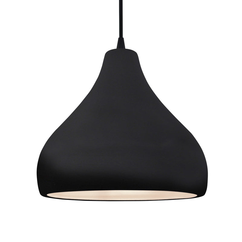 Justice Designs CER-6565-BLK-MBLK-BKCD One Light Pendant, Gloss Black