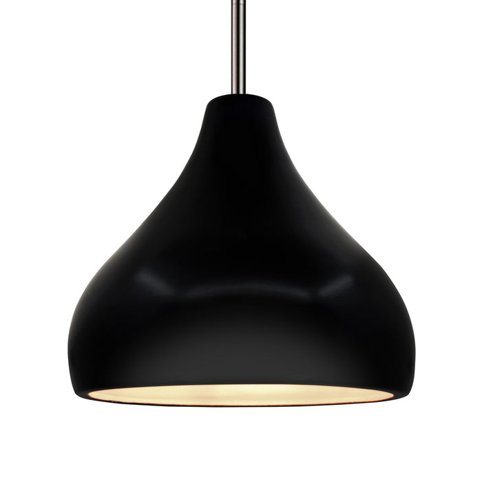 Justice Designs CER-6565-BLK-NCKL-RIGID One Light Pendant, Gloss Black