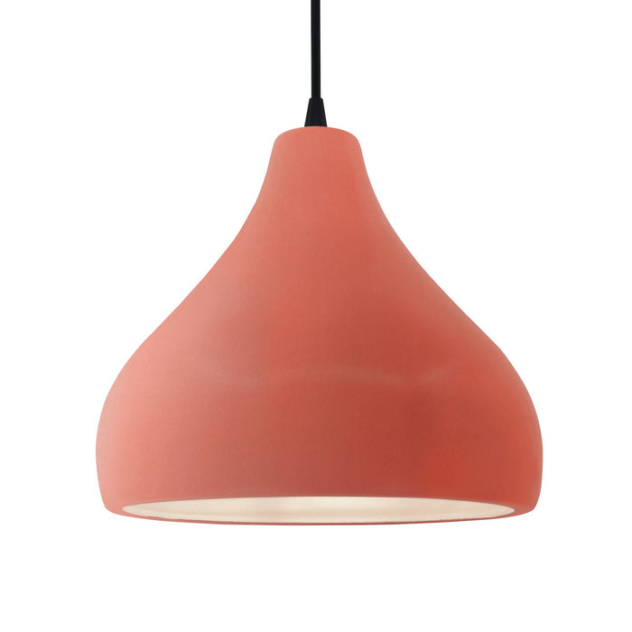 Justice Designs CER-6565-BSH-MBLK-BKCD One Light Pendant, Gloss Blush