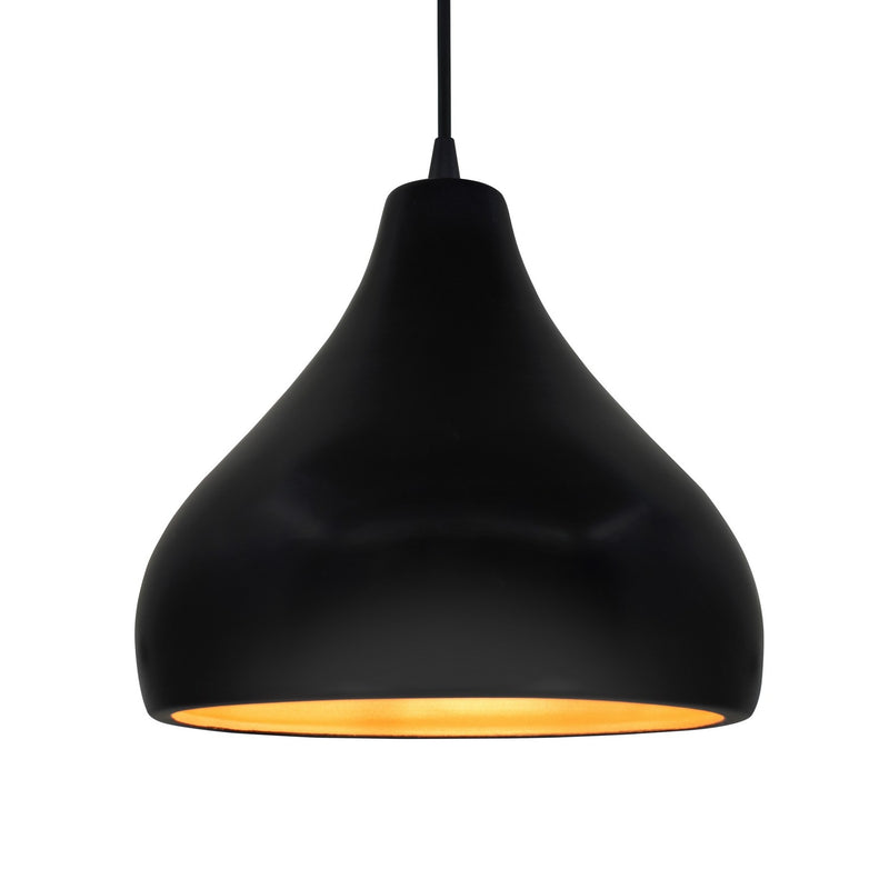 Justice Designs CER-6565-CBGD-MBLK-BKCD One Light Pendant, Carbon Matte Black w/ Champagne Gold