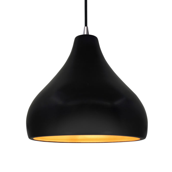 Justice Designs CER-6565-CBGD-NCKL-BKCD One Light Pendant, Carbon Matte Black w/ Champagne Gold