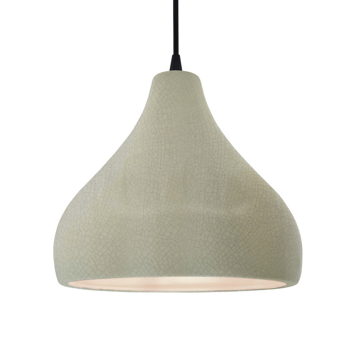 Justice Designs CER-6565-CKC-MBLK-BKCD One Light Pendant, Celadon Green Crackle