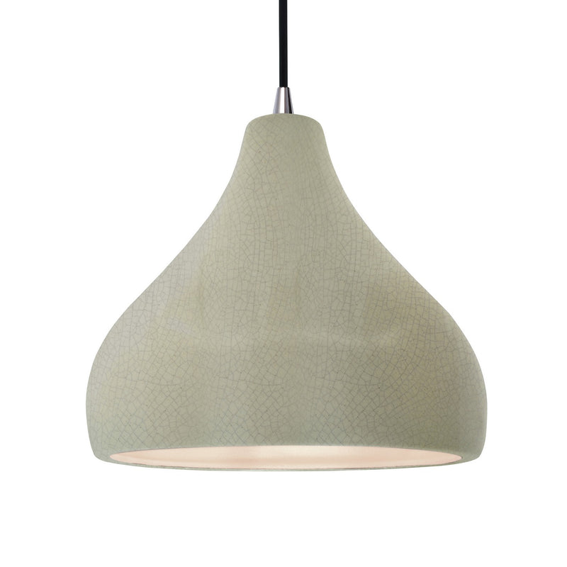 Justice Designs CER-6565-CKC-NCKL-BKCD One Light Pendant, Celadon Green Crackle