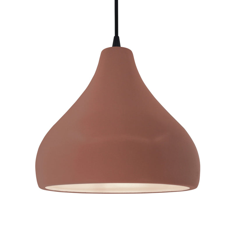 Justice Designs CER-6565-CLAY-MBLK-BKCD One Light Pendant, Canyon Clay