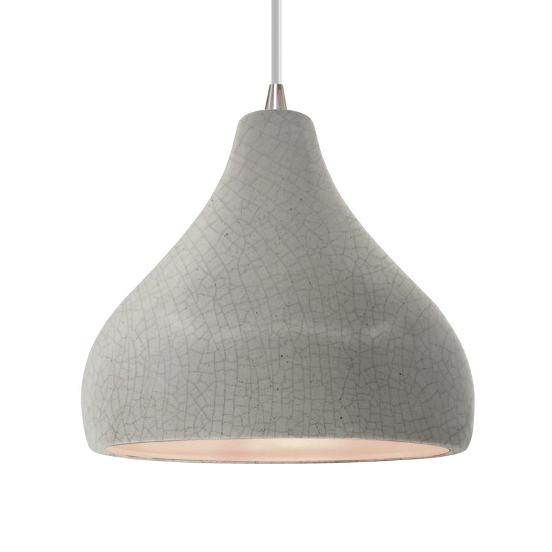 Justice Designs CER-6565-CRK-CROM-WTCD One Light Pendant, White Crackle